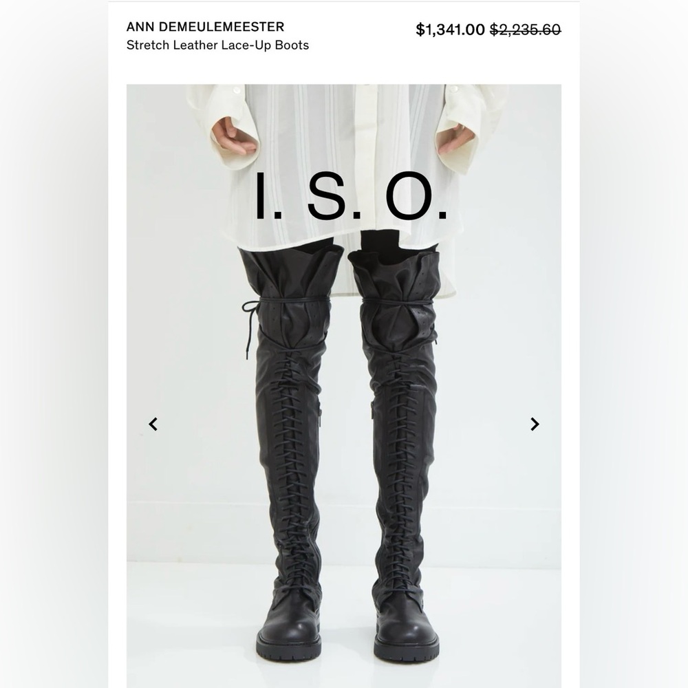 ISO Ann Demeulemeester Stretch Lace Up Boots